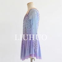 LIUHUO Robe de patinage artistique Filles Impression violette Strass étincelants Competition Performance Leotards Customize