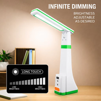 Lampe de bureau LED rechargeable d'urgence avec gradation progressive, indicateur de batterie, batterie externe et support de téléphone 180° °   Lampe de bureau réglable
