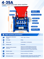 Machine à fabriquer des blocs creux semi-automatique, machine à briques en ciment 4-35A de type trémie pour blocs de 400x150x200mm, 5 pièces par moule