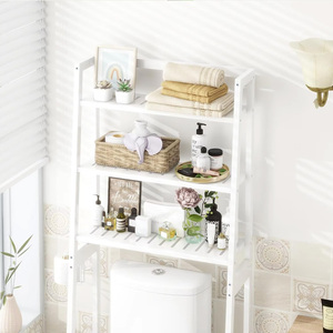 Étagère de rangement en bois blanche pour toilettes, moderne, durable, gain de place, autoportante, pour salle de bain, buanderie, hôtel - Product Image 5