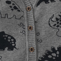 Hauts pour enfants à imprimé floral gris clair, col en V, manches longues, hauts pour bébés, anti-rétrécissement, anti-plis, haut tricoté décontracté, cardigan