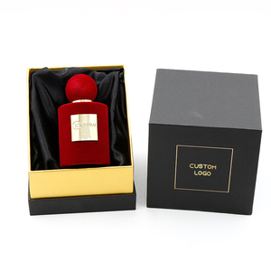 Flacon de parfum rond en verre de luxe rouge, violet et marron, 30 ml, 50 ml, 100 ml, avec finition floquée - Product Image 3