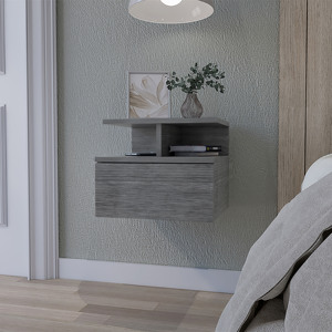 Augusta <b>Floating</b> Nightstand 2-Tier <b>Shelf</b> 1-<b>Drawer</b> Wall Mounted Bedside Storage - Product Image 1