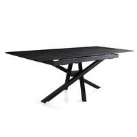 Vente directe d'usine, design unique, table de salle à manger contemporaine extensible en céramique noire