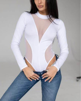 Body de Mujer Sexy de Manga Larga con Malla, Venta al por Mayor de Fábrica