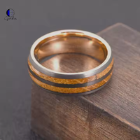 Bijoux pour hommes Bagues de mariage en tungstène gris et or rose avec double incrustation de bois de whisky noir et or rose de 8mm Bague pour hommes en tungstène