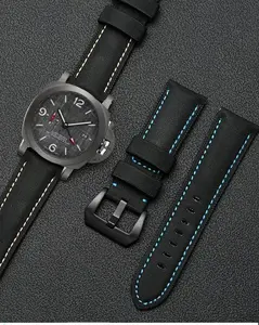 High Quality Nylon Textured Strap for the <strong>Pam</strong> 01661 441 799 616 Marina Men's Strap 24 mm Black Blue - Product Image 3