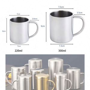 Custom logo Camping Durable BPA Free Insulated Metal Coffee Cup Tea 220ml 300ml <b>Double</b> <b>Wall</b> Stainless Steel <b>Mugs</b> with Handle - Product Image 2