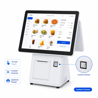 Terminal POS de Doble Pantalla de 15.6 Pulgadas con Pantalla para el Cliente e Impresora Opcional de 80 mm para Proyectos de Punto de Venta