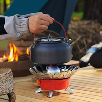 Réchaud à gaz pliable en métal pour l'extérieur avec design coupe-vent à 8 déflecteurs, allumage automatique écologique pour toutes les saisons, utilisation en camping