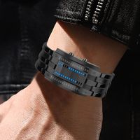 BINBOND Montre électronique à mouvement à quartz étanche en acier inoxydable, design Iron Man à double ligne binaire, pour étudiants et couples, style mode et personnalité