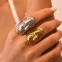 Anillo de Dedo Grande de Acero Inoxidable Hueco al por Mayor para Mujer, Impermeable, con PVD de 18K, Accesorios de Mano, Joyería de Moda, Regalo