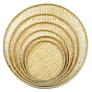 Panier de rangement alimentaire rond en bambou tressé à la main, écologique, à un seul niveau, pour la cuisine, décoration murale, présentoir suspendu - Product Image 2