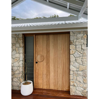 Portes d'entrée en bois massif de haute qualité avec poignée demi-ronde pour maisons, portes pivotantes en chêne blanc