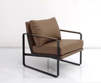 Fauteuil de salon moderne en cuir PU carré avec structure métallique, chaise de loisirs individuelle pour chambre à coucher