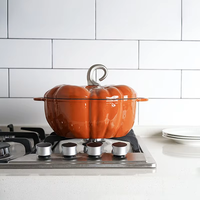 Pots en fonte émaillée personnalisés en forme de citrouille, compatibles lave-vaisselle, écologiques, style américain, vente en gros, directement de l'usine