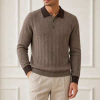 Maßgefertigter Herren-Polokragenpullover aus Reiner Wolle mit Kontrastbesatz, Grob Gerippt, OEM ODM Quellfabrik Private Label