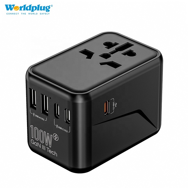 Worldplug GaN 100W Type-C Fast International Charger Adaptor Universal Travel Power Adapter