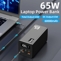Nouvelle batterie externe haute capacité DC 65W pour ordinateurs portables, chargeur de téléphone portable 30000mAh, batterie externe PD 100W 20000mAh 60000mAh pour ordinateur portable