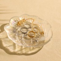 Assiette en verre cristal de luxe de haute qualité, motif coquillage perlé, jetable et écologique pour les fêtes