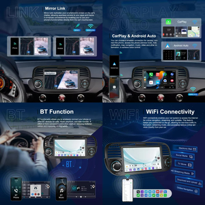 Podofo 7'' pour Fiat 500 2007-2015 Autoradio Android Stéréo 2+64GB Écran IPS CarPlay/Android Auto GPS WiFi FM/RDS ASP ODM - Product Image 2