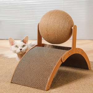 Planche à gratter résistante à l'usure 2 en 1 Gratte-chat en sisal Grattoir à boule pour chats Aiguiseur de griffes Arc Pont Jouet pour chat - Product Image 4
