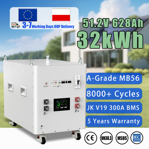Europe Warehouse DDP 32kWh <b>48V</b> 51.2V 628Ah MB56 8000 Cycles JK BMS Self Heating Cabinet Home Solar ESS LiFePO4 <b>Battery</b> Pack - Product Image 1