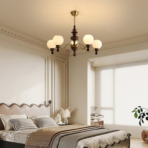 French Retro Style Chandelier Multi Head E27 LED Gold Round <b>Ceiling</b> <b>Light</b> For Bedroom Study Room - Product Image 2