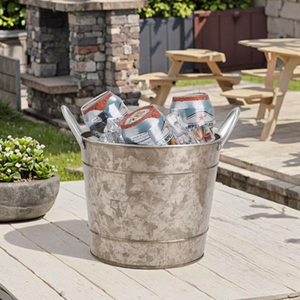 Outdoor Portable Iron Wine Cooler Lighted Oval Metal Design <strong>Large</strong> Capacity 5L <strong>Ice</strong> <strong>Bucket</strong> For Parties Garden Bars &amp; Party Drinks - Product Image 3