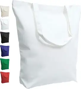 Borsa in tela di cotone a doppia spalla portatile personalizzata 2024 all'ingrosso Logo di stampa a colori