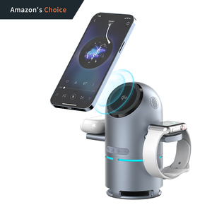 New Arrival .0 Desktop Dual Motor Rotating Wireless Charger <strong>Speaker</strong> 4 in 1 Magnetic for Phone Smart Watch Earphone - Product Image 1