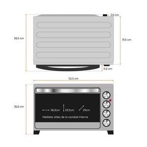 Forno Elettrico Multifunzione da Banco 38L 2000W Grigio per Cuocere e Arrostire - Product Image 1