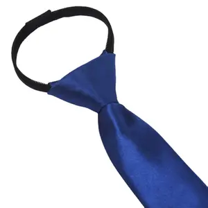 Erkek ve kızların 5CM Polyester ipek düğümsüz kravat tembel düz renk dar fermuar çekin kolay kore versiyonu toptan