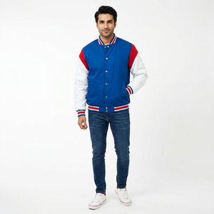 Customized Men's <b>Slim</b> <b>Fit</b> Varsity Winter <b>Jacket</b> Casual Streetwear Cool Print University College Front Logo 100% Cotton - Product Image 1