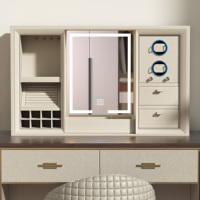 Table de maquillage électrique moderne pour intérieur avec miroir LED et remontoir de montres, bureau de maquillage intelligent à élévation automatique avec rangement