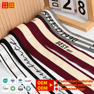 Vente en gros de sangles en jacquard tricoté OEM, bande de tissage personnalisée en polyester avec logo imprimé, fournisseur de sangles en jacquard tricoté sur mesure - Product Image 1