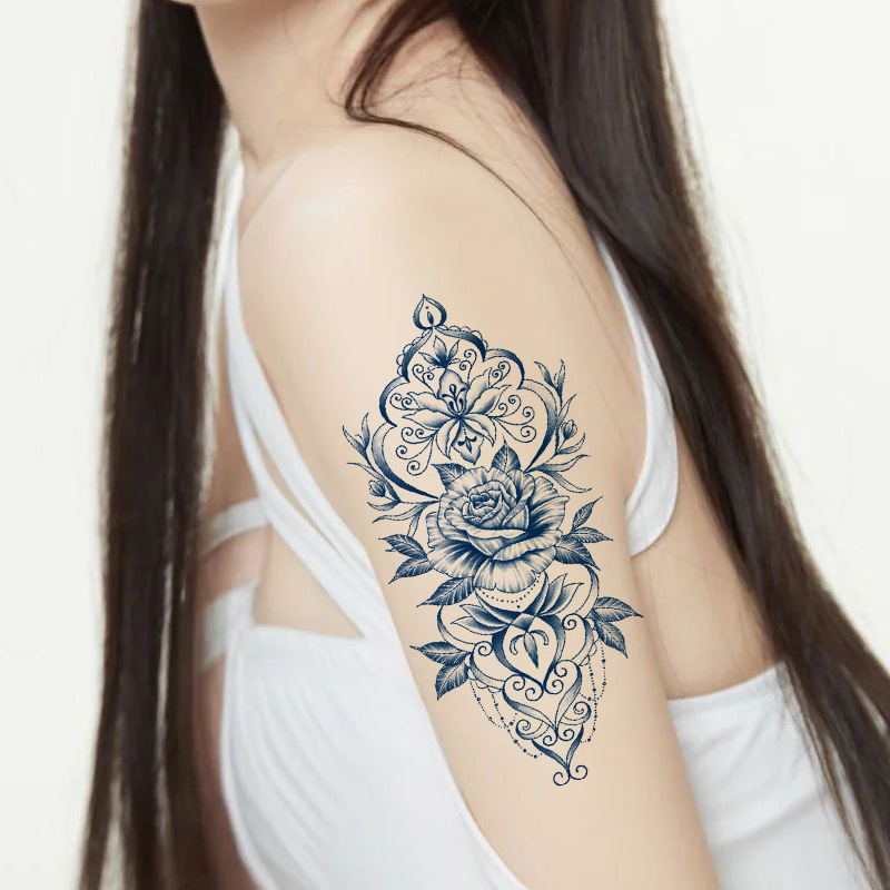 Новая наклейка на заказ с татуировкой для груди, 100% наклейки с татуировкой на растительной основе, временные наклейки с водой для красоты, татуировка хной