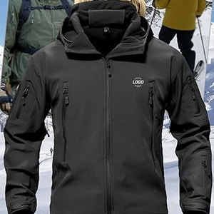 Wholesale <b>Men</b> Custom Softshell <b>Long</b> Sleeve Stand and Hooded Collar Winter Wear Softshell <b>Jacket</b> With Zipper Closure <b>Men</b> <b>Jacket</b> - Product Image 2