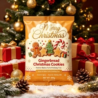 Sachet refermable personnalisé en aluminium pour Noël, imprimé en héliogravure, avec fermeture centrale, réutilisable pour cadeaux, chocolats, biscuits et snacks