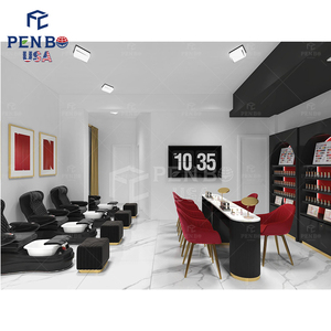 Gabinetes de salón de belleza cosméticos personalizados LOCAL de EE. UU. Muebles de salón de spa de madera Diseño de salón de lujo - Product Image 4