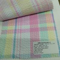Tissu en crêpe seersucker à carreaux teint en fil, 55% coton 45% polyester, 100 g/m², 57/58 pouces, pour robes, chemisiers, doublures et accessoires pour femmes