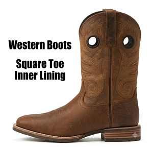 Bottes de <span class=keywords><strong>cowboy</strong></span> occidentales mi-mollet en cuir véritable PALITUTU, à bout carré, antidérapantes, à enfiler, personnalisables en gros, unisexe - Product Image 2