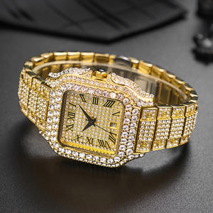 Montre Homme Hip-Hop Diamantée Carrée à Chiffres Romains Mouvement Quartz Jour/Date Phase de Lune - Nouveauté Tendance - Product Image 2