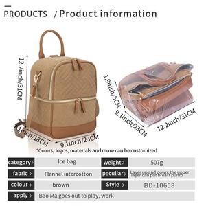 Mochila Nevera Personalizada de Doble Capa Aislada, Impermeable, Portátil, con Estampado, para Almacenamiento de Biberones, Comida y Pañales para Mamá - Product Image 2