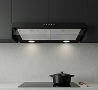 Hotte de cuisine électrique noire 600 mm avec filtre à déflecteur, évent, pompe et éclairage LED pour usage domestique