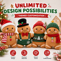 Homme en pain d'épices de Noël personnalisé en peluche, fabricant OEM ODM, vente en gros d'animaux en peluche, cadeau de Noël, cadeau promotionnel