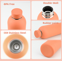 Bouteille d'eau isotherme en acier inoxydable à double paroi de 750 ml avec logo personnalisé, thermos sous vide avec revêtement en caoutchouc pour cadeau ou salle de sport