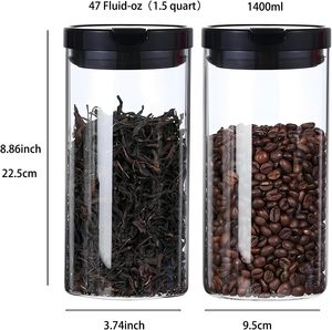 ภาชนะแก้วเก็บอาหาร ถังเก็บเมล็ดกาแฟพร้อมเครื่องชั่ง โถแก้วมีฝาปิด - Product Image 3