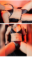 Ensemble de lingerie érotique sexy deux pièces grande taille pour homme, avec soutien-gorge très élastique et string soyeux en U à taille basse