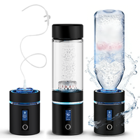 Bouteille d'eau hydrogénée à double compartiment 400 ml 3000 PPB, multi-usages pour vin, thé, café, fonction 2 en 1 de filtration et d'inhalation d'hydrogène